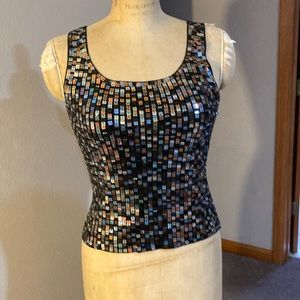 Square sequined sweater top